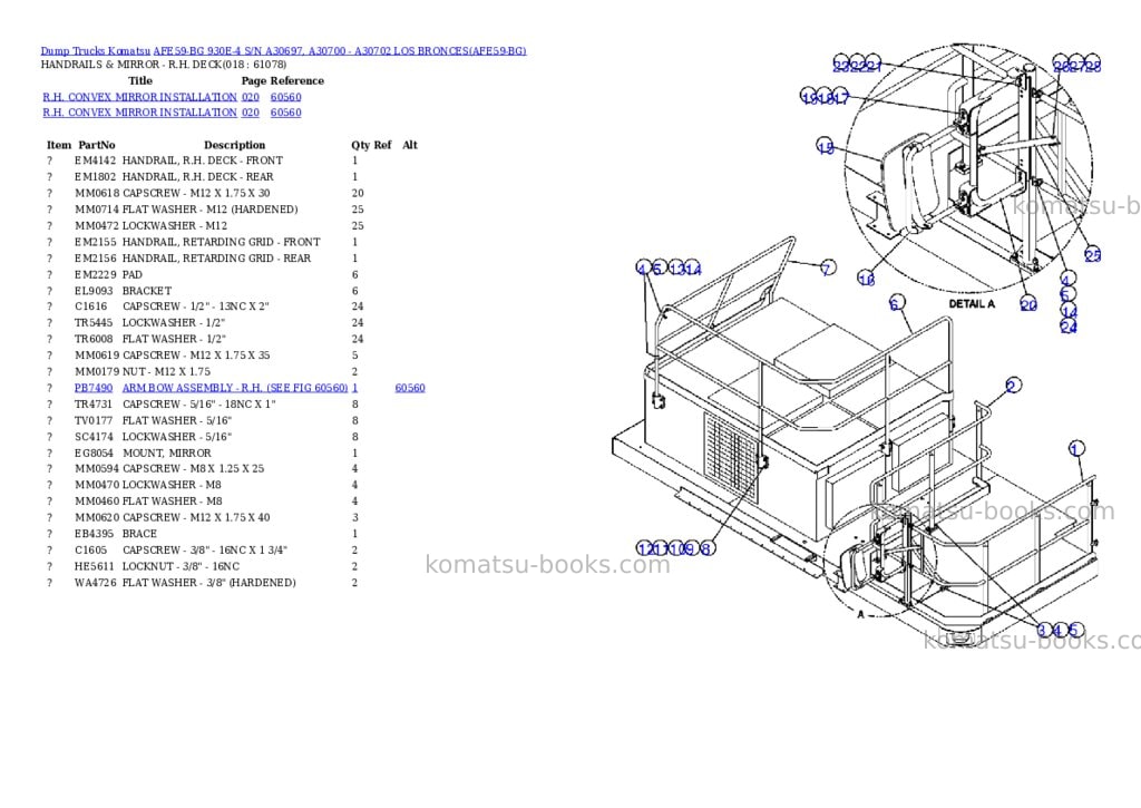 Komatsu afe59-bg 930e-4 s/n a30697, a30700 - a30702 los bronces Parts catalog cover Page 9