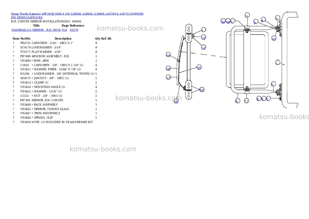 Komatsu afe59-bj 930e-4 s/n a30694, a30695, a30698, a30709 & a30723 downer edi mining Parts catalog cover Page 10 Komatsu afe59-bj 930e-4 s/n a30694, a30695, a30698, a30709 & a30723 downer edi mining Parts catalog cover Page 10