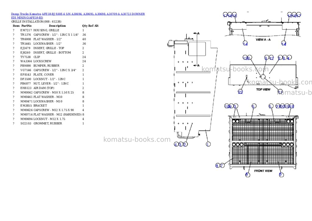 Komatsu afe59-bj 930e-4 s/n a30694, a30695, a30698, a30709 & a30723 downer edi mining Parts catalog cover Page 4 Komatsu afe59-bj 930e-4 s/n a30694, a30695, a30698, a30709 & a30723 downer edi mining Parts catalog cover Page 4