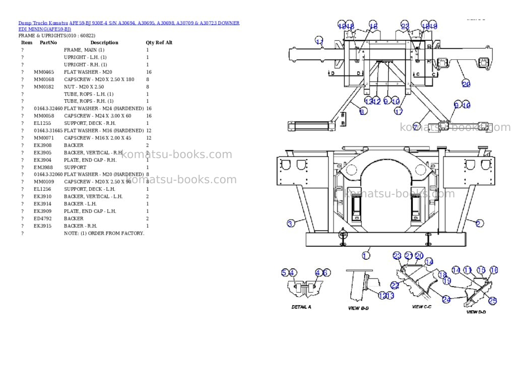 Komatsu afe59-bj 930e-4 s/n a30694, a30695, a30698, a30709 & a30723 downer edi mining Parts catalog cover Page 5 Komatsu afe59-bj 930e-4 s/n a30694, a30695, a30698, a30709 & a30723 downer edi mining Parts catalog cover Page 5