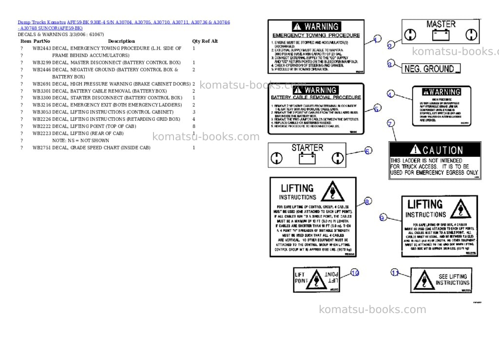 Komatsu afe59-bk 930e-4 s/n a30704, a30705, a30710, a30711, a30736 & a30746 - a30748 suncor Parts catalog cover Page 3 Komatsu afe59-bk 930e-4 s/n a30704, a30705, a30710, a30711, a30736 & a30746 - a30748 suncor Parts catalog cover Page 3