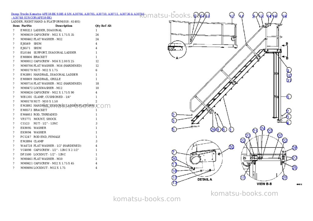 Komatsu afe59-bk 930e-4 s/n a30704, a30705, a30710, a30711, a30736 & a30746 - a30748 suncor Parts catalog cover Page 9 Komatsu afe59-bk 930e-4 s/n a30704, a30705, a30710, a30711, a30736 & a30746 - a30748 suncor Parts catalog cover Page 9