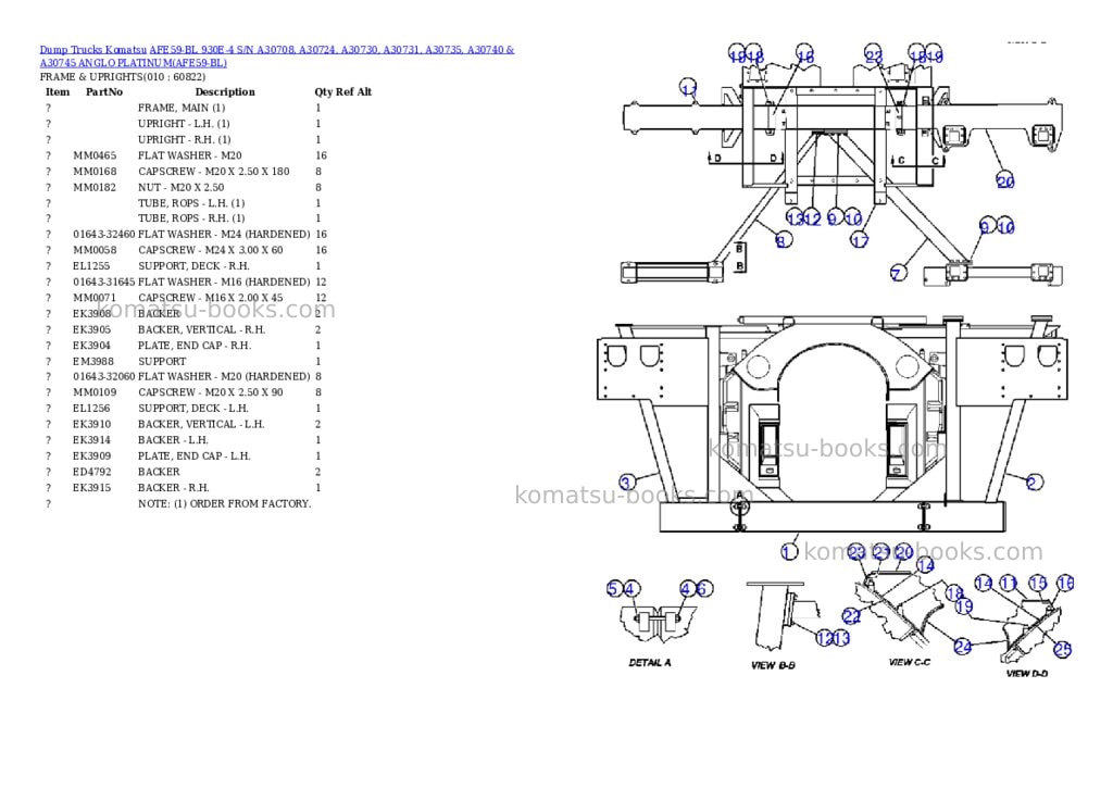 Komatsu afe59-bl 930e-4 s/n a30708, a30724, a30730, a30731, a30735, a30740 & a30745 anglo platinum Parts catalog cover Page 5 Komatsu afe59-bl 930e-4 s/n a30708, a30724, a30730, a30731, a30735, a30740 & a30745 anglo platinum Parts catalog cover Page 5