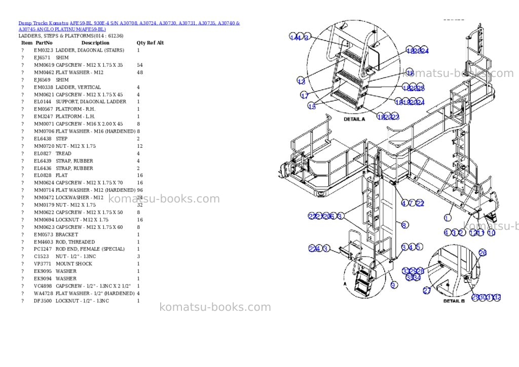 Komatsu afe59-bl 930e-4 s/n a30708, a30724, a30730, a30731, a30735, a30740 & a30745 anglo platinum Parts catalog cover Page 7 Komatsu afe59-bl 930e-4 s/n a30708, a30724, a30730, a30731, a30735, a30740 & a30745 anglo platinum Parts catalog cover Page 7