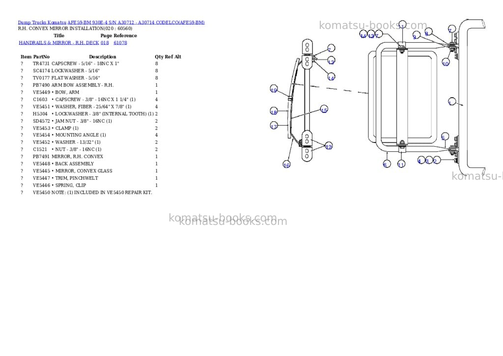 Komatsu afe59-bm 930e-4 s/n a30712 - a30714 codelco Parts catalog cover Page 10