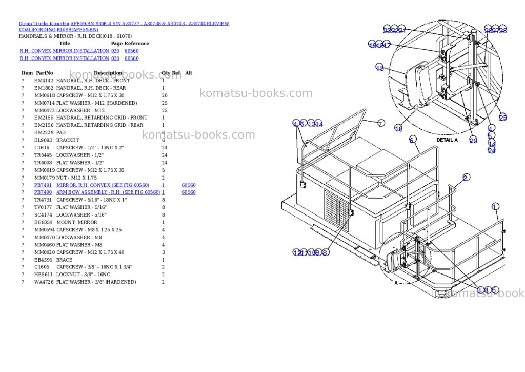 Komatsu afe59-bn 930e-4 s/n a30737 - a30738 & a30743 - a30744 elkview coal/fording river Parts catalog cover Page 9