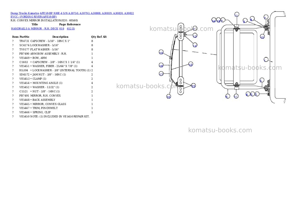 Komatsu afe59-bp 930e-4 s/n a30750, a30793, a30808, a30819, a30820, a30822 evcc / fording river Parts catalog cover Page 10 Komatsu afe59-bp 930e-4 s/n a30750, a30793, a30808, a30819, a30820, a30822 evcc / fording river Parts catalog cover Page 10