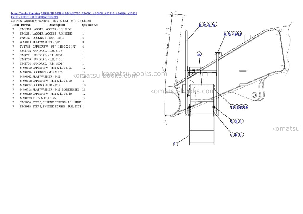 Komatsu afe59-bp 930e-4 s/n a30750, a30793, a30808, a30819, a30820, a30822 evcc / fording river Parts catalog cover Page 6 Komatsu afe59-bp 930e-4 s/n a30750, a30793, a30808, a30819, a30820, a30822 evcc / fording river Parts catalog cover Page 6