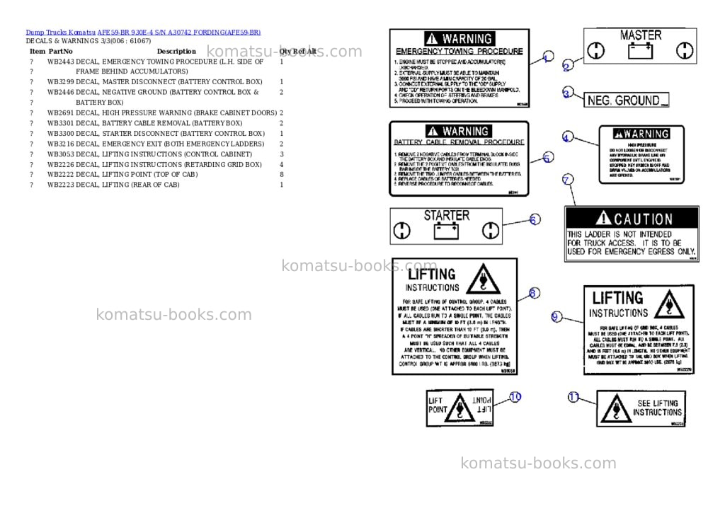 Komatsu afe59-br 930e-4 s/n a30742 fording Parts catalog cover Page 3