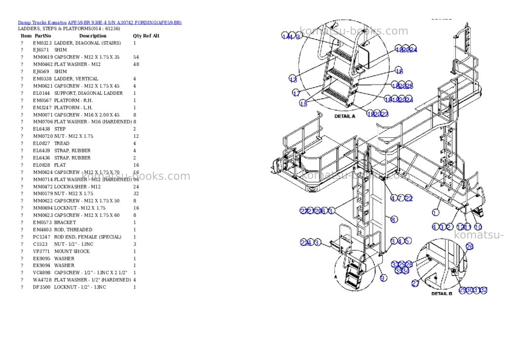 Komatsu afe59-br 930e-4 s/n a30742 fording Parts catalog cover Page 7