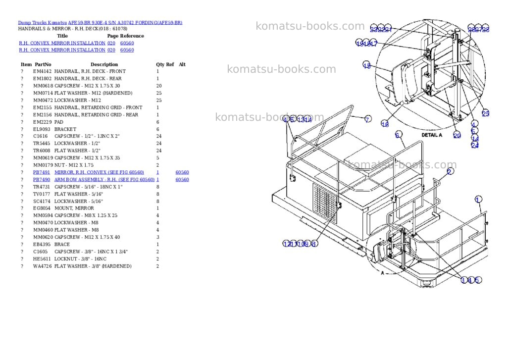 Komatsu afe59-br 930e-4 s/n a30742 fording Parts catalog cover Page 9