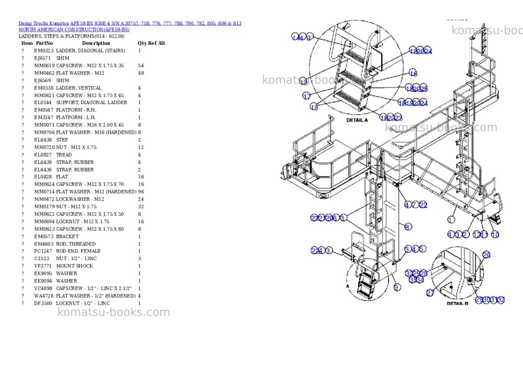 Komatsu afe59-bs 930e-4 s/n a30757, 758, 776, 777, 788, 790, 792, 805, 806 & 813 north american construction Parts catalog cover Page 7