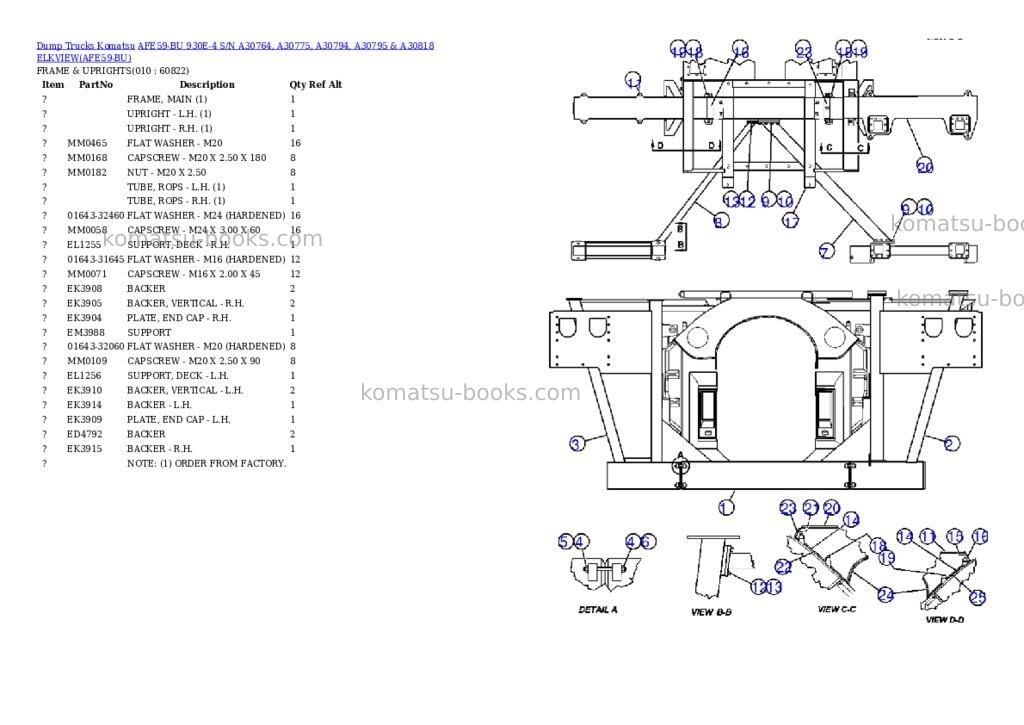 Komatsu afe59-bu 930e-4 s/n a30764, a30775, a30794, a30795 & a30818 elkview Parts catalog cover Page 5