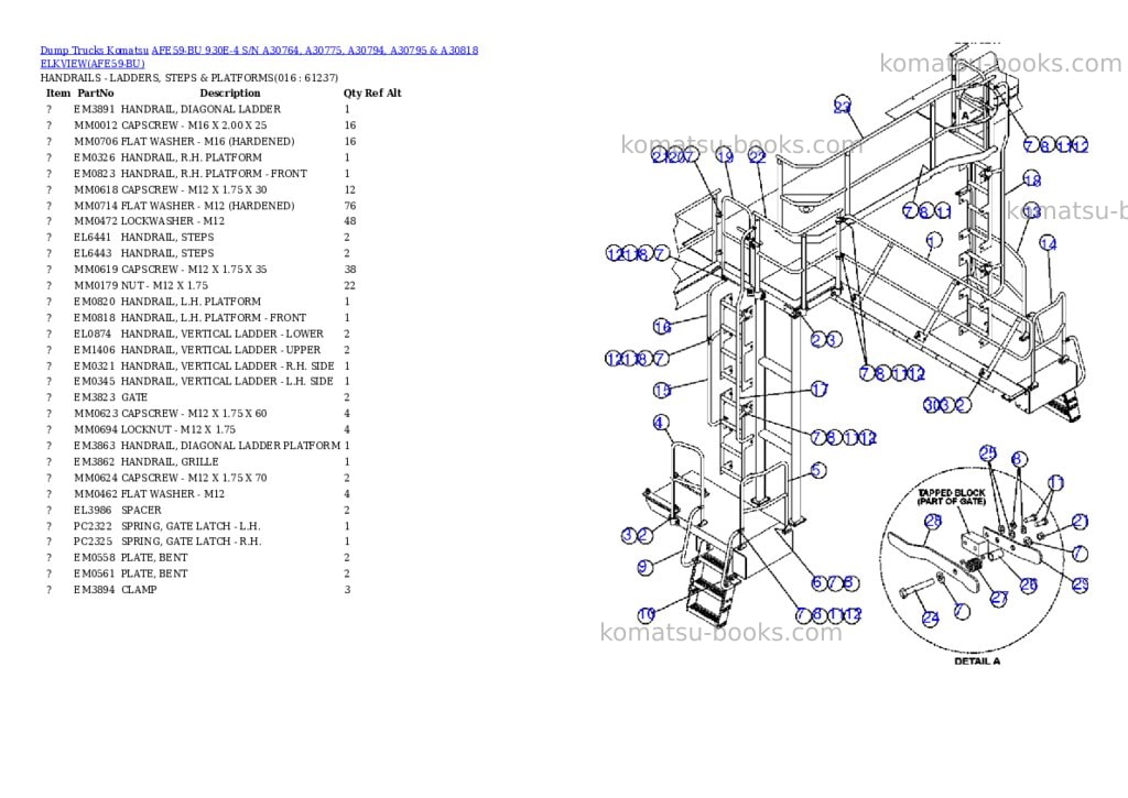 Komatsu afe59-bu 930e-4 s/n a30764, a30775, a30794, a30795 & a30818 elkview Parts catalog cover Page 8