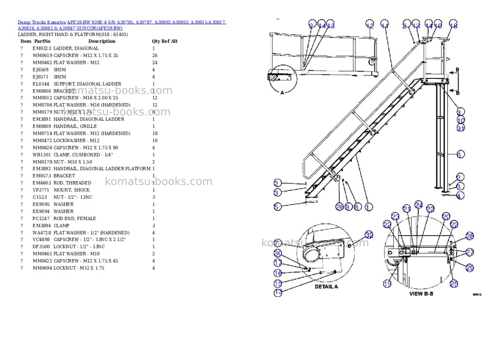 Komatsu afe59-bw 930e-4 s/n a30785, a30787, a30802-a30803, a30815-a30817, a30824, a30842 & a30847 suncor Parts catalog cover Page 9 Komatsu afe59-bw 930e-4 s/n a30785, a30787, a30802-a30803, a30815-a30817, a30824, a30842 & a30847 suncor Parts catalog cover Page 9