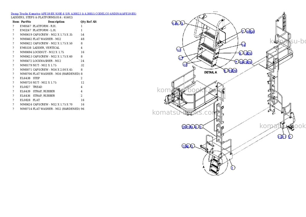 Komatsu afe59-bx 930e-4 s/n a30823 & a30855 codelco andina Parts catalog cover Page 7