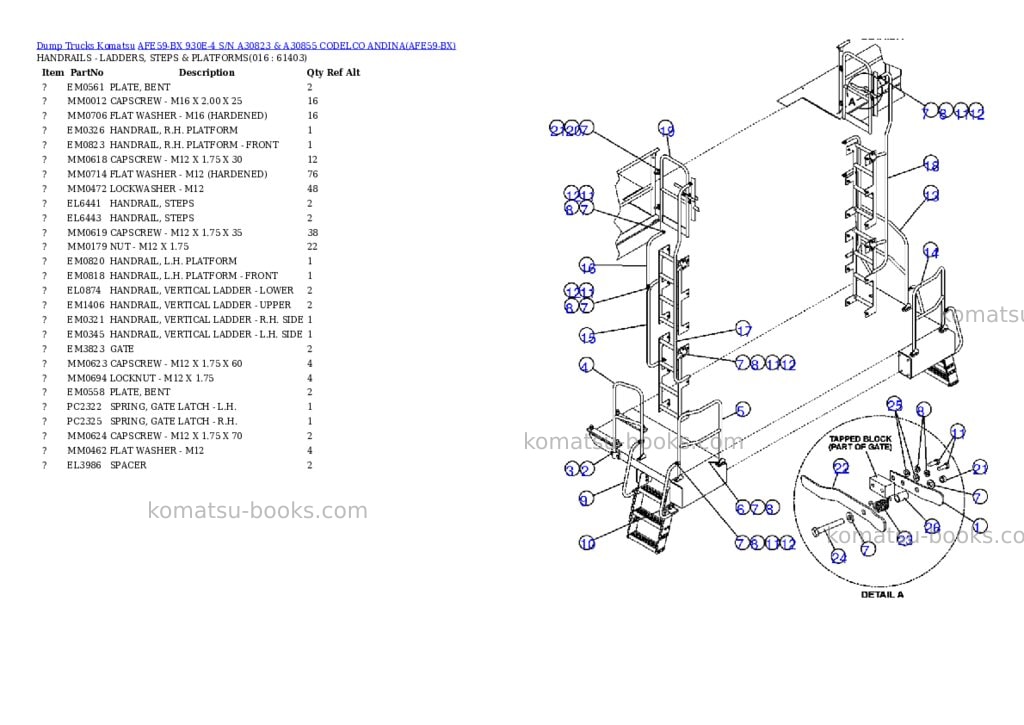 Komatsu afe59-bx 930e-4 s/n a30823 & a30855 codelco andina Parts catalog cover Page 8