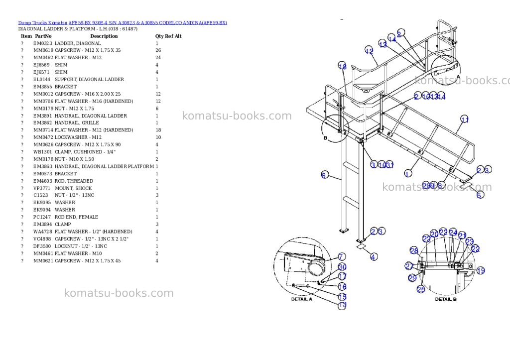 Komatsu afe59-bx 930e-4 s/n a30823 & a30855 codelco andina Parts catalog cover Page 9