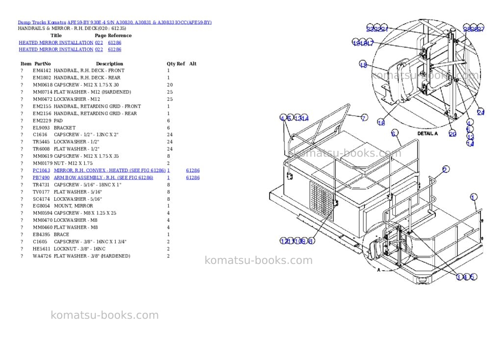 Komatsu afe59-by 930e-4 s/n a30830, a30831 & a30833 iocc Parts catalog cover Page 10