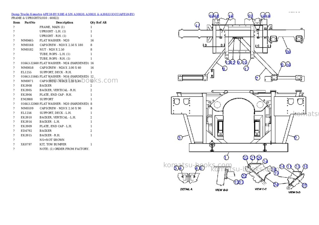Komatsu afe59-by 930e-4 s/n a30830, a30831 & a30833 iocc Parts catalog cover Page 5