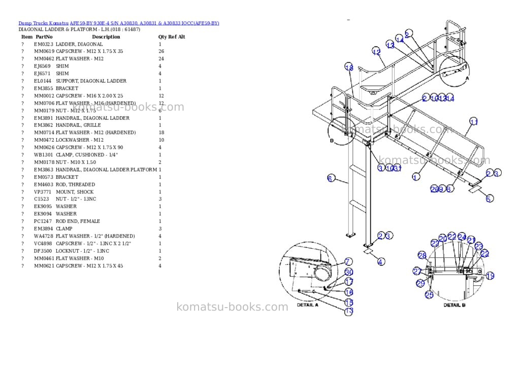 Komatsu afe59-by 930e-4 s/n a30830, a30831 & a30833 iocc Parts catalog cover Page 9