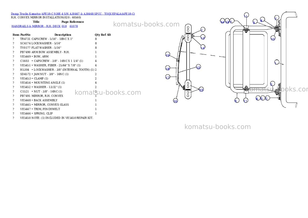 Komatsu afe59-c 930e-4 s/n a30467 & a30468 spcc - toquepala Parts catalog cover Page 10
