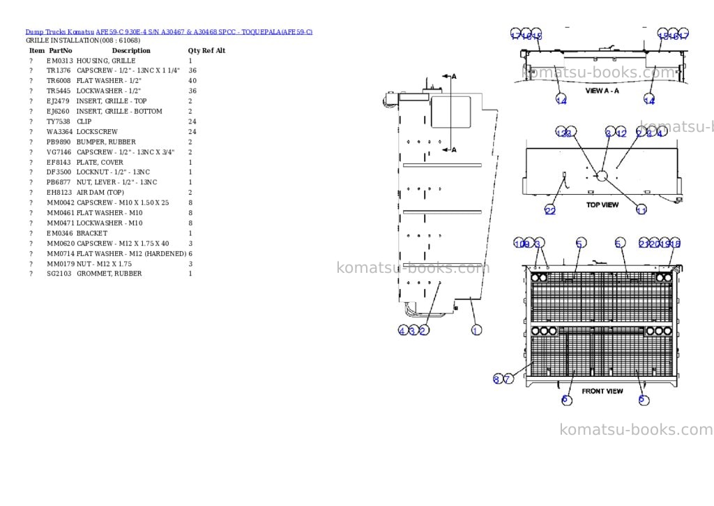 Komatsu afe59-c 930e-4 s/n a30467 & a30468 spcc - toquepala Parts catalog cover Page 4
