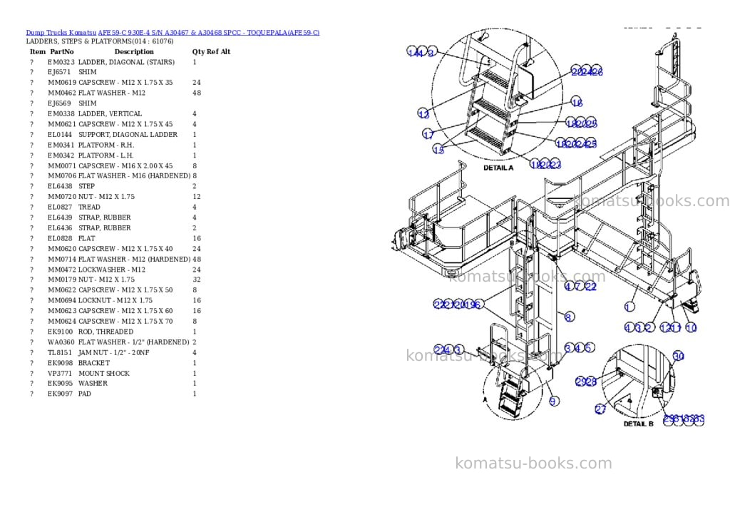 Komatsu afe59-c 930e-4 s/n a30467 & a30468 spcc - toquepala Parts catalog cover Page 7