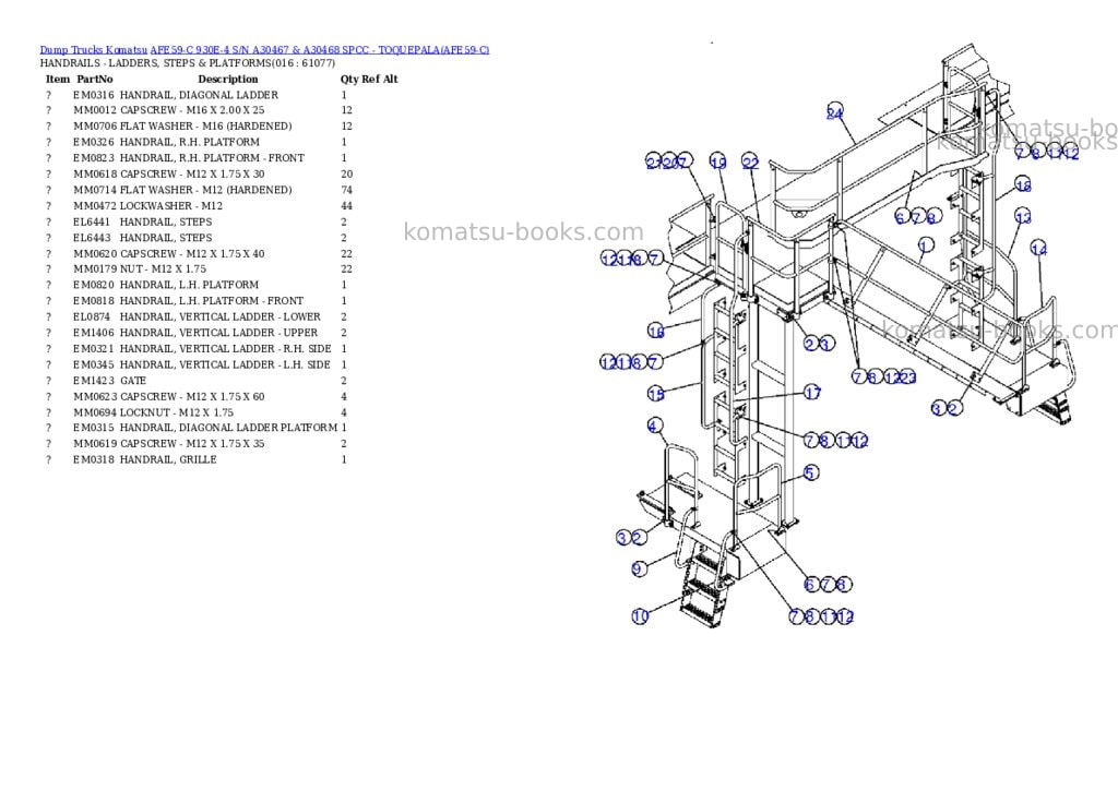 Komatsu afe59-c 930e-4 s/n a30467 & a30468 spcc - toquepala Parts catalog cover Page 8