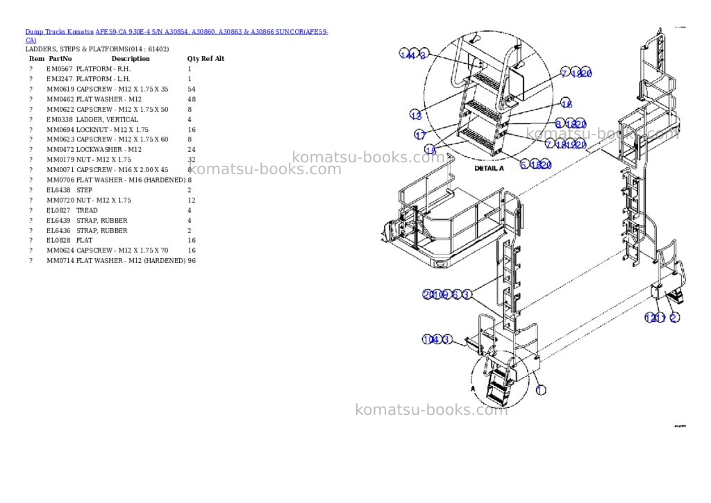Komatsu afe59-ca 930e-4 s/n a30854, a30860, a30863 & a30866 suncor Parts catalog cover Page 7