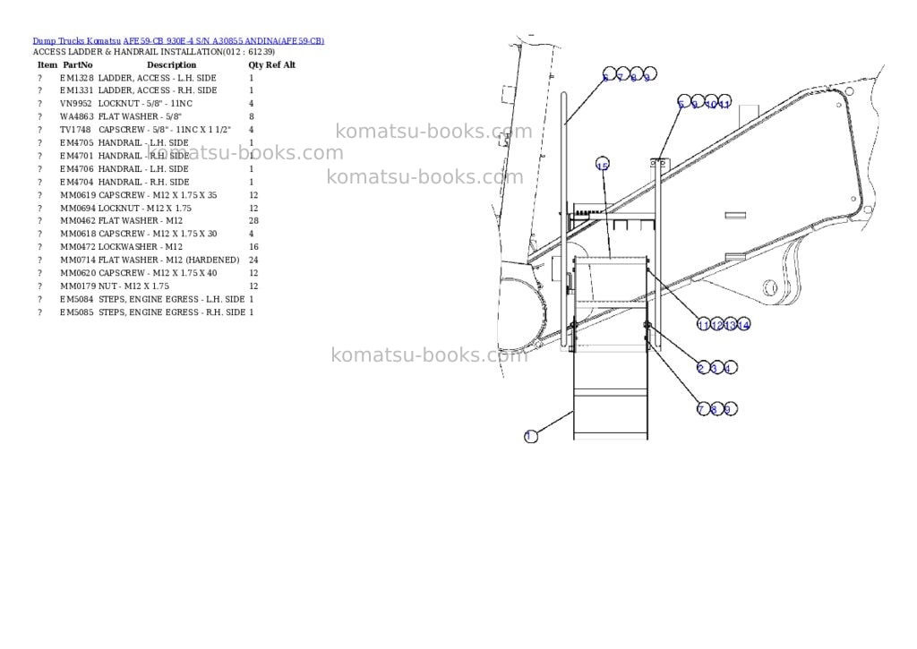 Komatsu afe59-cb 930e-4 s/n a30855 andina Parts catalog cover Page 6 Komatsu afe59-cb 930e-4 s/n a30855 andina Parts catalog cover Page 6