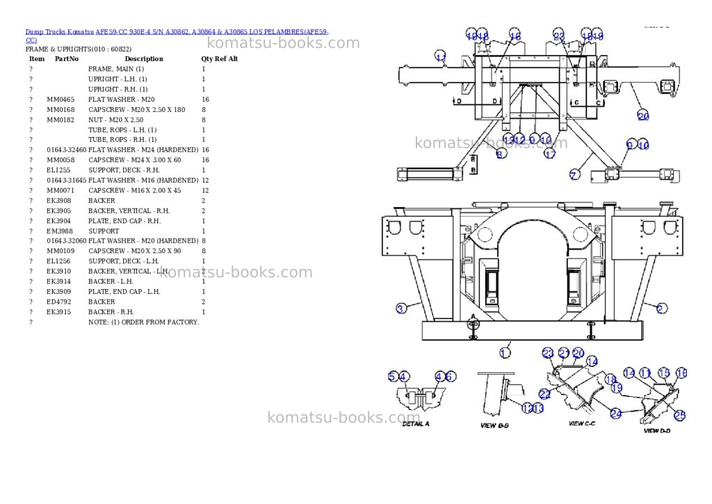 Komatsu afe59-cc 930e-4 s/n a30862, a30864 & a30865 los pelambres Parts catalog cover Page 5