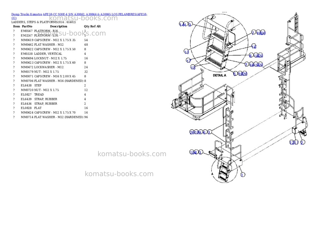 Komatsu afe59-cc 930e-4 s/n a30862, a30864 & a30865 los pelambres Parts catalog cover Page 7