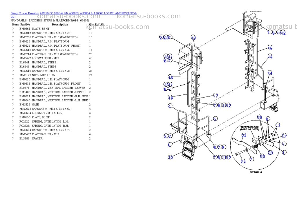 Komatsu afe59-cc 930e-4 s/n a30862, a30864 & a30865 los pelambres Parts catalog cover Page 8