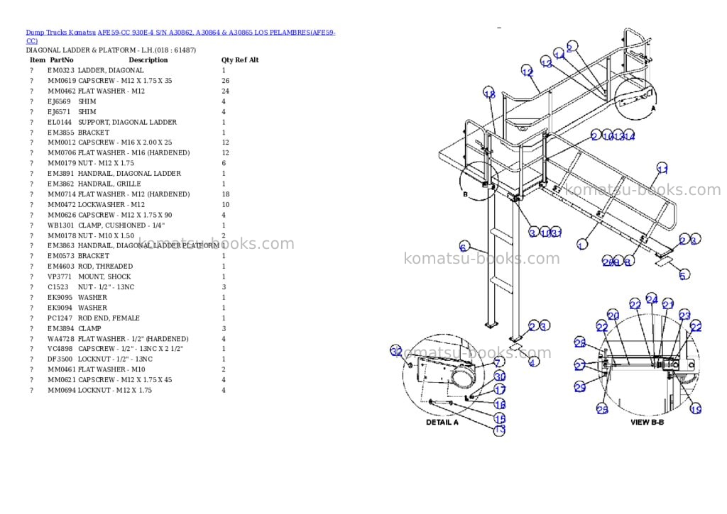 Komatsu afe59-cc 930e-4 s/n a30862, a30864 & a30865 los pelambres Parts catalog cover Page 9