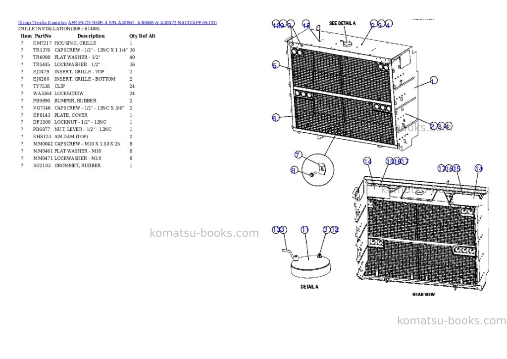 Komatsu afe59-cd 930e-4 s/n a30867, a30868 & a30872 nacg Parts catalog cover Page 4