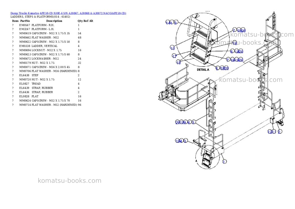 Komatsu afe59-cd 930e-4 s/n a30867, a30868 & a30872 nacg Parts catalog cover Page 7