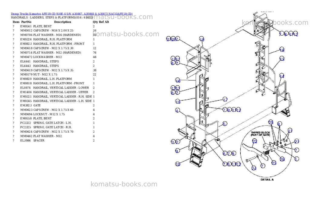 Komatsu afe59-cd 930e-4 s/n a30867, a30868 & a30872 nacg Parts catalog cover Page 8