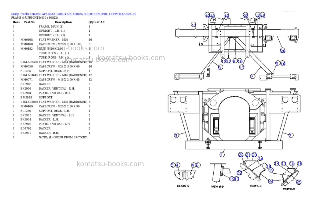 Komatsu afe59-cf 930e-4 s/n a30875 southern peru copper Parts catalog cover Page 5
