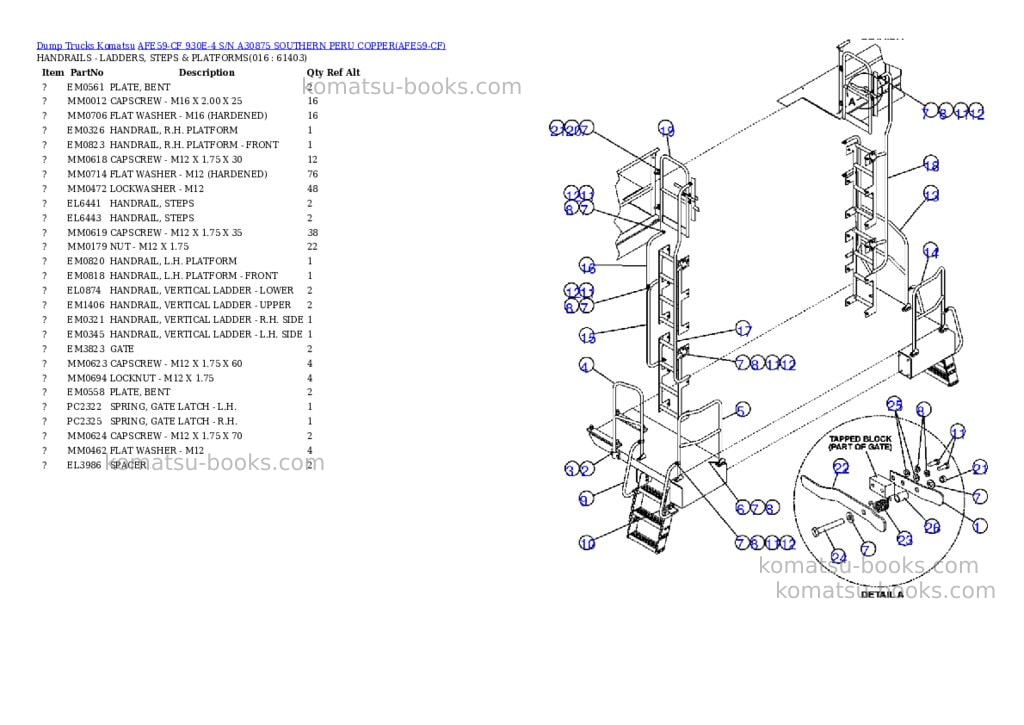 Komatsu afe59-cf 930e-4 s/n a30875 southern peru copper Parts catalog cover Page 8
