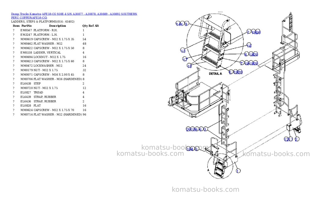 Komatsu afe59-cg 930e-4 s/n a30877 - a30878, a30889 - a30892 southern peru copper Parts catalog cover Page 7 Komatsu afe59-cg 930e-4 s/n a30877 - a30878, a30889 - a30892 southern peru copper Parts catalog cover Page 7