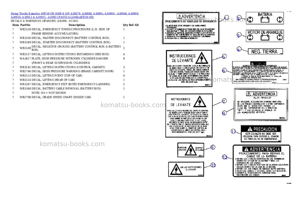 Komatsu afe59-ch 930e-4 s/n a30879, a30880, a30895, a30900 - a30904, a30909, a30910, a30912 & a30915 - a30921 pascua lama Parts catalog cover Page 3