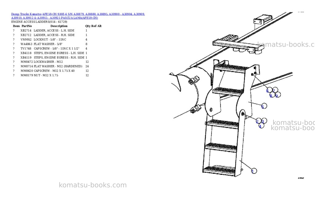 Komatsu afe59-ch 930e-4 s/n a30879, a30880, a30895, a30900 - a30904, a30909, a30910, a30912 & a30915 - a30921 pascua lama Parts catalog cover Page 7