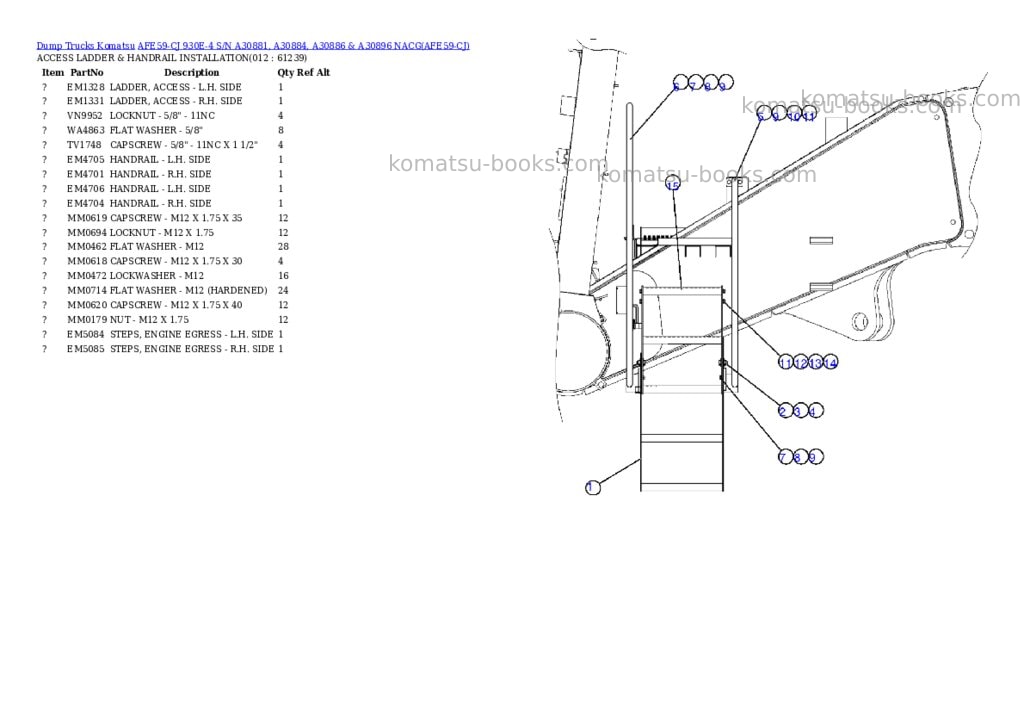 Komatsu afe59-cj 930e-4 s/n a30881, a30884, a30886 & a30896 nacg Parts catalog cover Page 6 Komatsu afe59-cj 930e-4 s/n a30881, a30884, a30886 & a30896 nacg Parts catalog cover Page 6