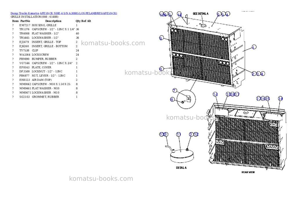 Komatsu afe59-ck 930e-4 s/n a30885 los pelambres Parts catalog cover Page 4