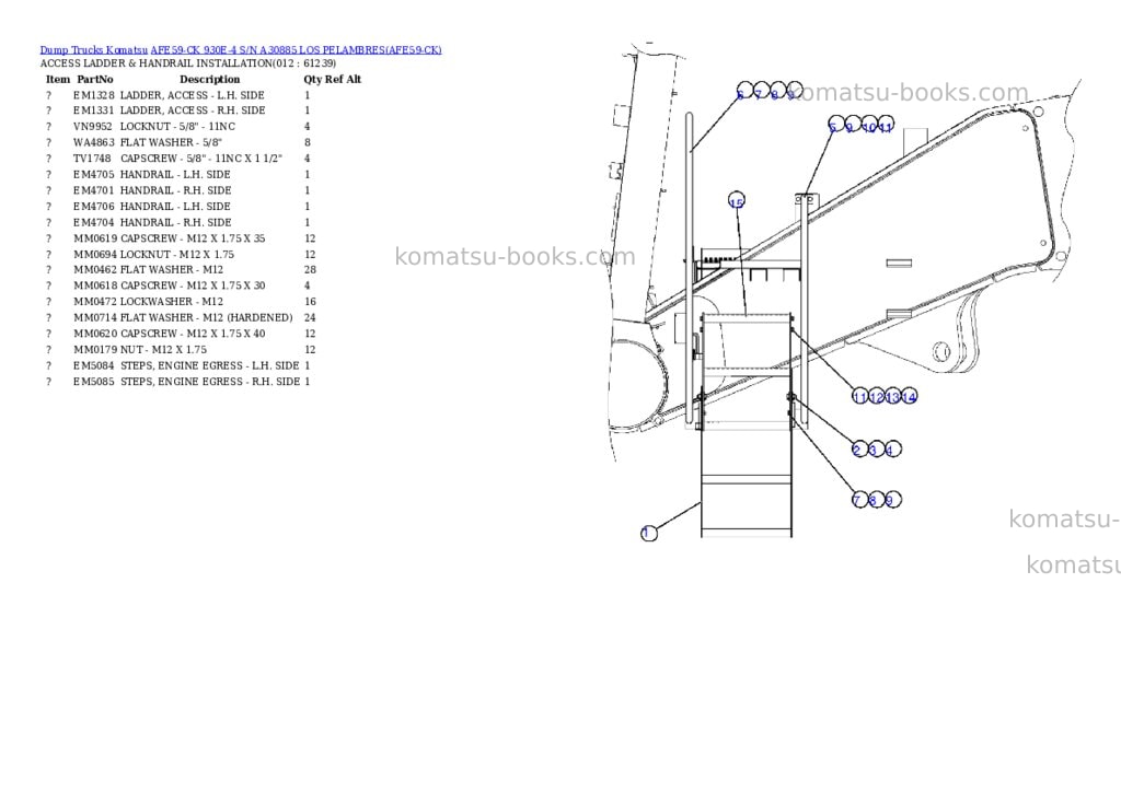 Komatsu afe59-ck 930e-4 s/n a30885 los pelambres Parts catalog cover Page 6