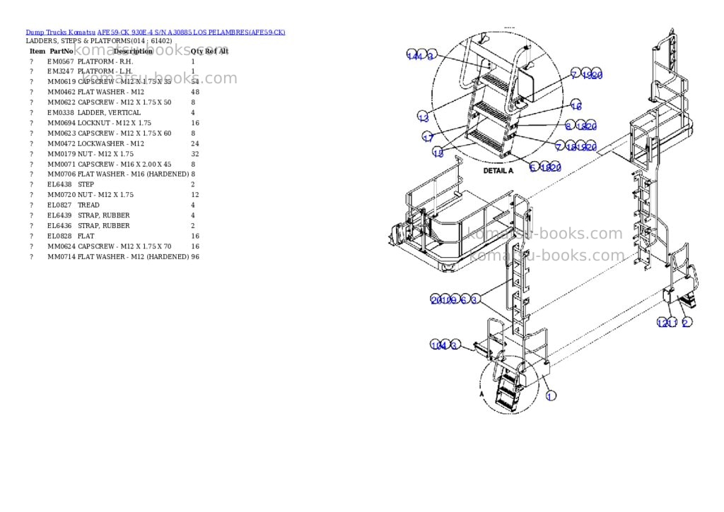 Komatsu afe59-ck 930e-4 s/n a30885 los pelambres Parts catalog cover Page 7