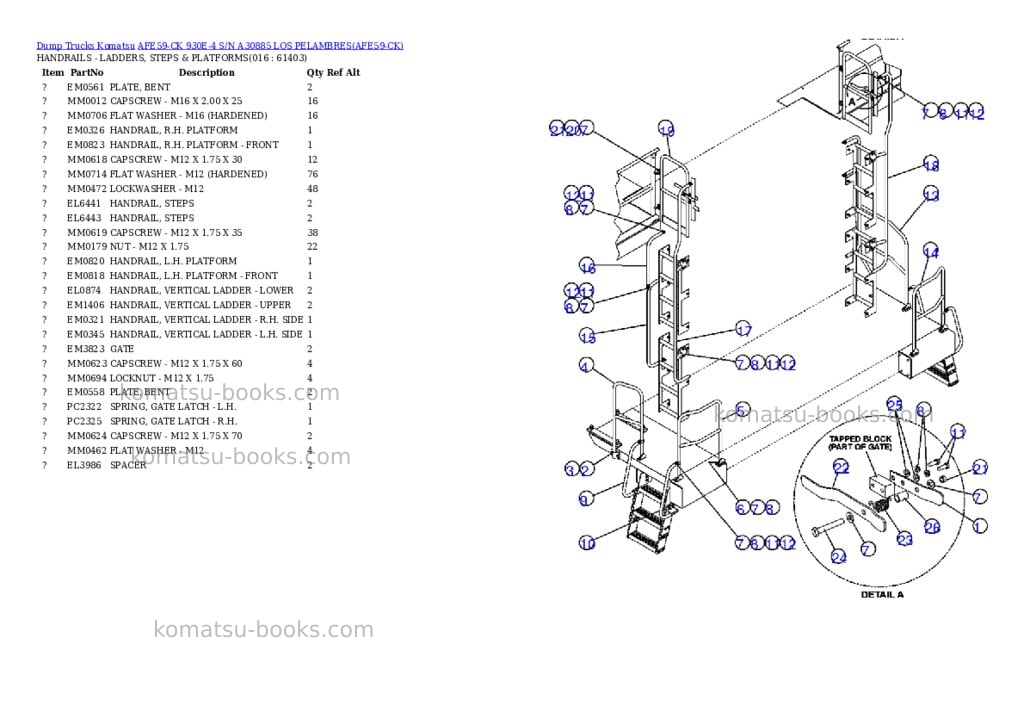 Komatsu afe59-ck 930e-4 s/n a30885 los pelambres Parts catalog cover Page 8