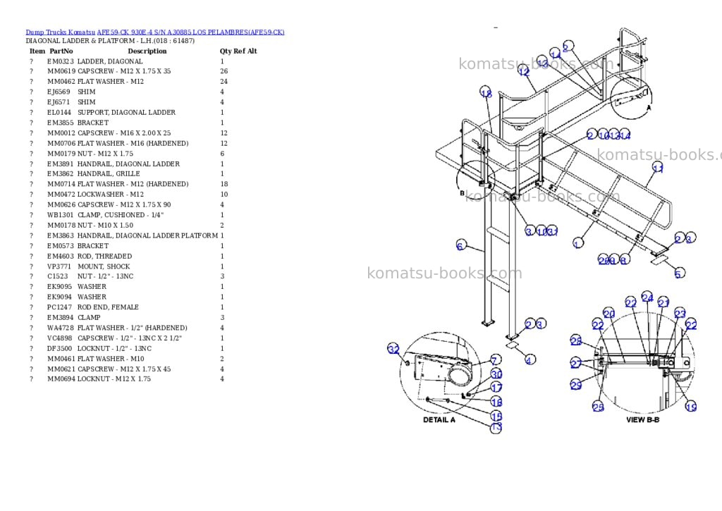 Komatsu afe59-ck 930e-4 s/n a30885 los pelambres Parts catalog cover Page 9