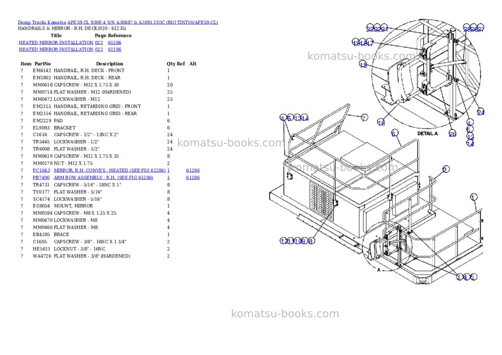Komatsu afe59-cl 930e-4 s/n a30887 & a30913 ioc rio tinto Parts catalog cover Page 10 Komatsu afe59-cl 930e-4 s/n a30887 & a30913 ioc rio tinto Parts catalog cover Page 10
